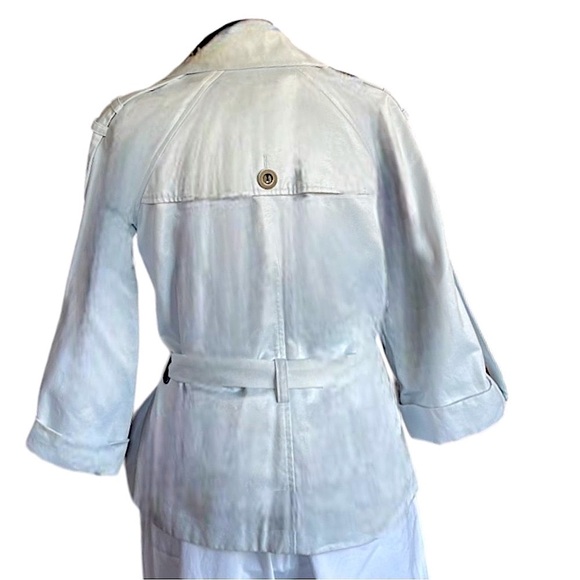 Calvin Klein Cropped Light Blue Trench - Picture 5 of 7